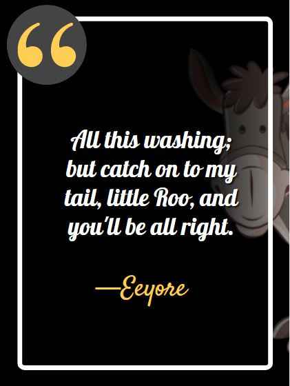 All this washing; but catch on to my tail, little Roo, and you'll be all right. ―Eeyore, best Eeyore quotes,