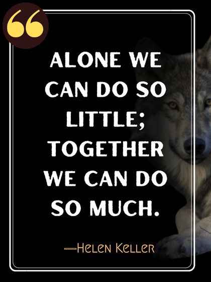 Alone we can do so little; together we can do so much. ―Helen Keller