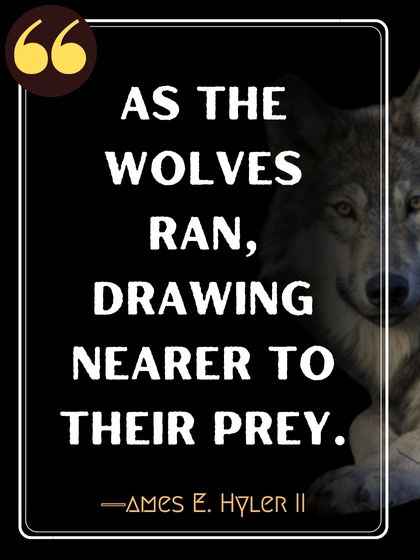 As the wolves ran, drawing nearer to their prey. ―James E. Hyler II
