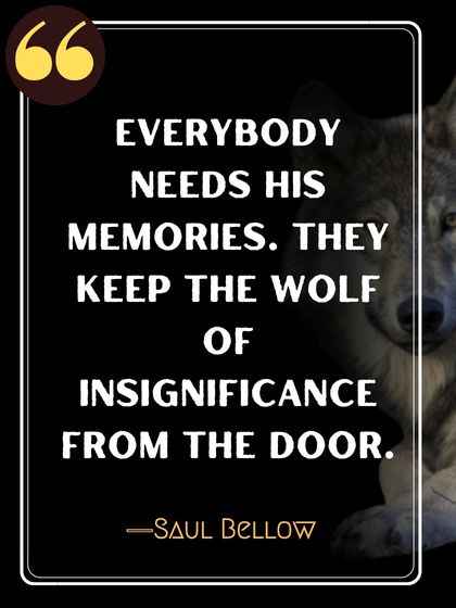 Everybody needs his memories. They keep the wolf of insignificance from the door. ―Saul Bellow