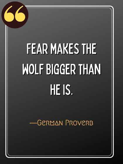 Fear makes the wolf bigger than he is. ―German Proverb