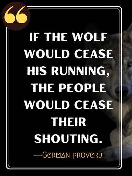 If the wolf would cease his running, the people would cease their shouting. ―German proverb