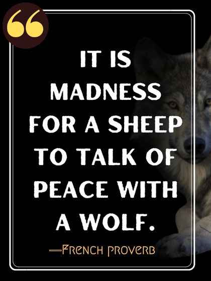 It is madness for a sheep to talk of peace with a wolf. ―French proverb