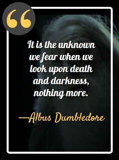 It is the unknown we fear when we look upon death and darkness, nothing more.