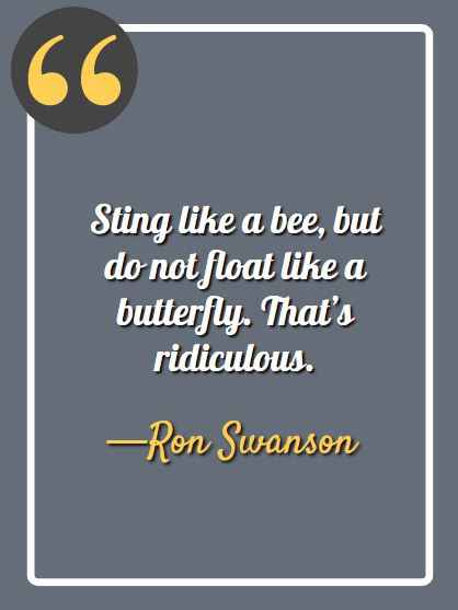 Sting like a bee, but do not float like a butterfly. That’s ridiculous. -Ron Swanson, Ron Swanson quotes, 