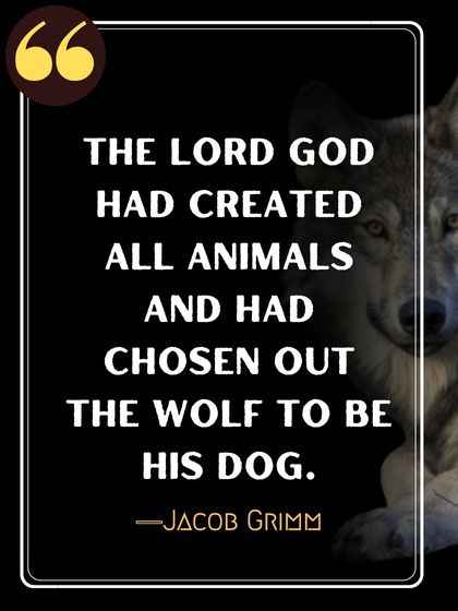 The Lord God had created all animals and had chosen out the wolf to be his dog. ―Jacob Grimm