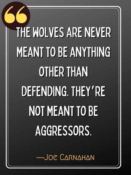 The wolves are never meant to be anything other than defending. They’re not meant to be aggressors. ―Joe Carnahan