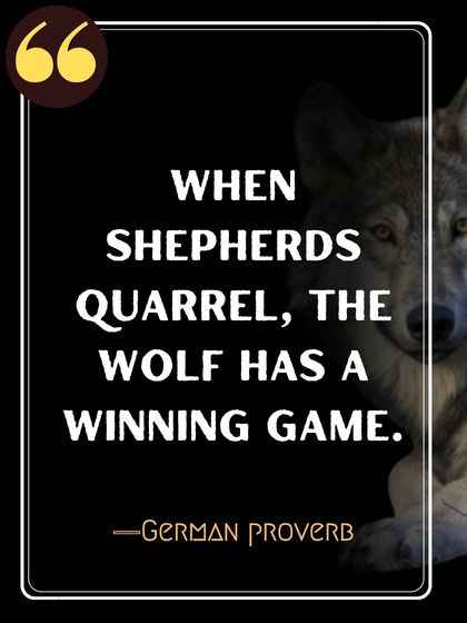 When shepherds quarrel, the wolf has a winning game. ―German proverb