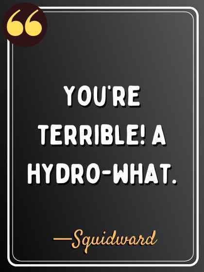 You’re terrible! A hydro-what. —Squidward