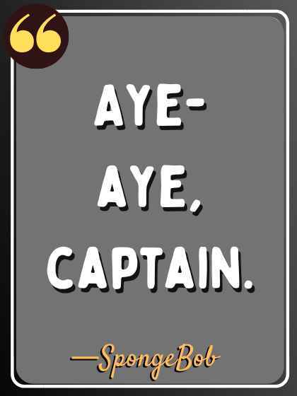 Aye-aye, captain. —SpongeBob
