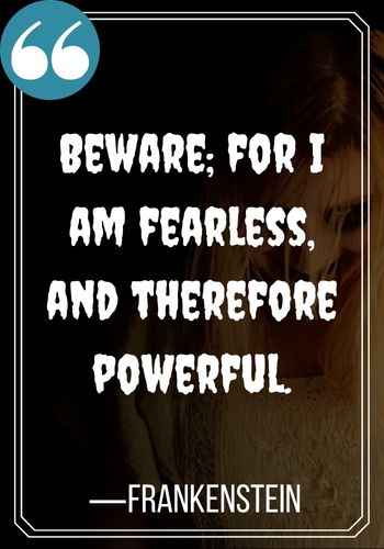 Beware; for I am fearless, and therefore powerful. —Frankenstein, spooky gothic quotes,
