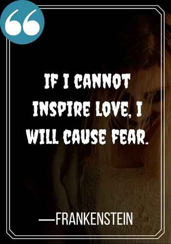 If I cannot inspire love, I will cause fear. —Frankenstein, 109 of the Scariest Most Intriguing Gothic Quotes