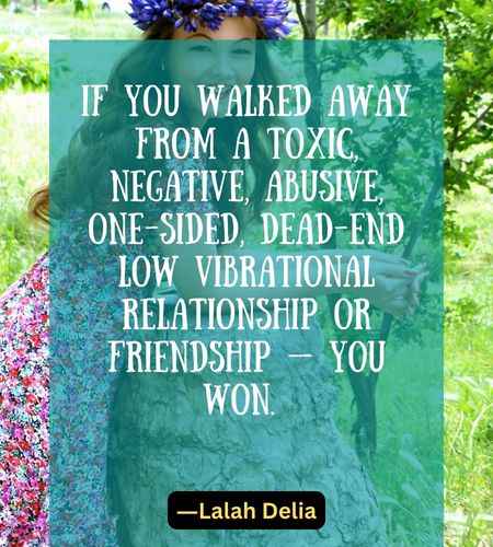 If you walked away from a toxic, negative, abusive, one-sided, dead-end low vibrational relationship or friendship — you won.