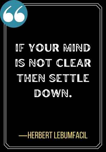 If your mind is not clear then settle down. ―Herbert Lebumfacil, best confused quotes,