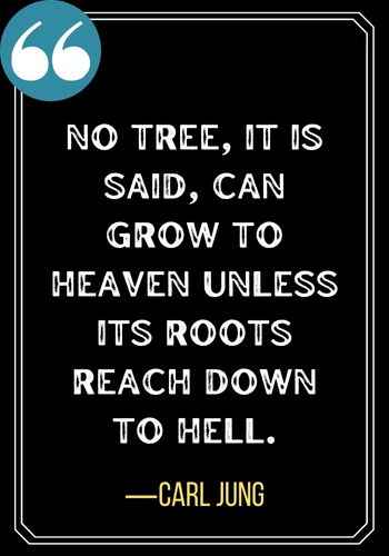 No tree, it is said, can grow to heaven unless its roots reach down to hell. ―Carl Jung, best confused quotes,