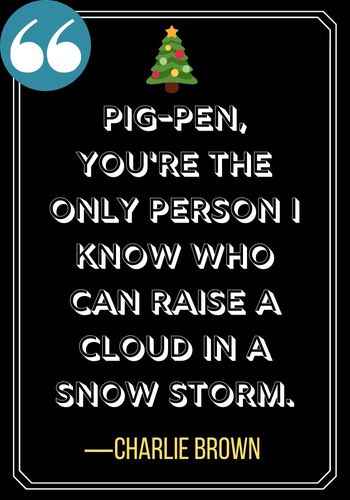 Pig-Pen, you're the only person I know who can raise a cloud in a snow storm. ―Charlie Brown, charlie brown christmas quotes,