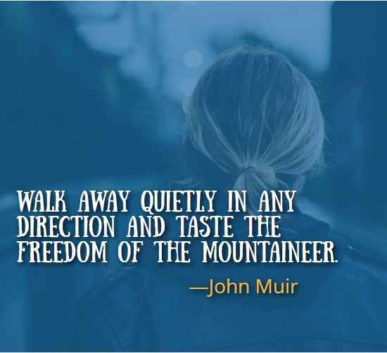 Walk away quietly in any direction and taste the freedom of the mountaineer. ―John Muir