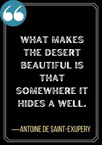 What makes the desert beautiful is that somewhere it hides a well. ―Antoine de Saint-Exupery, Light at the End of the Tunnel Quotes,