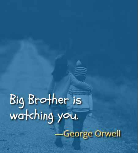 Big Brother is watching you. ―George Orwell, Best Brother Sister Quotes to Celebrate Your Sibling Bond