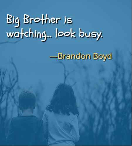 Big Brother is watching… look busy. ―Brandon Boyd, Best Brother Sister Quotes 