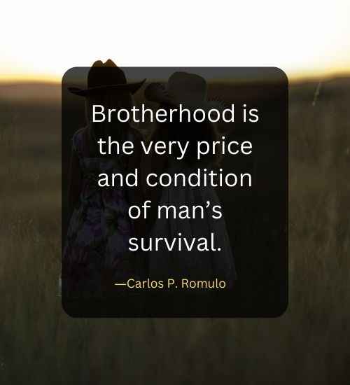 Brotherhood is the very price and condition of man’s survival.
