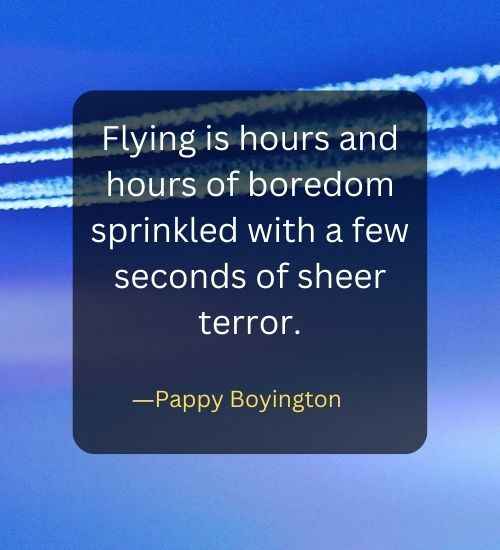 Flying is hours and hours of boredom sprinkled with a few seconds of sheer terror.