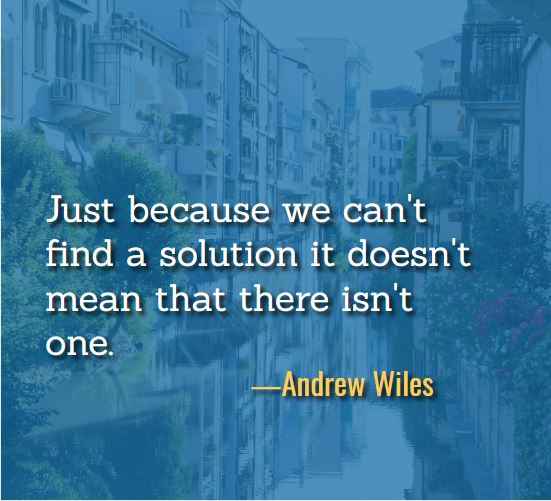 Just because we can't find a solution it doesn't mean that there isn't one. ―Andrew Wiles, Best Just Because Quotes