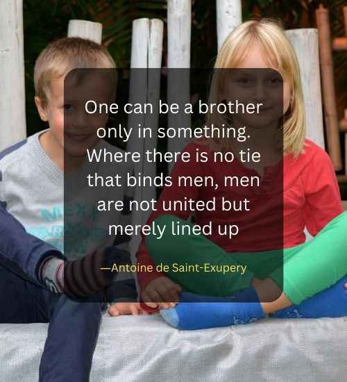 One can be a brother only in something. Where there is no tie that binds men, men are not united but merely lined up