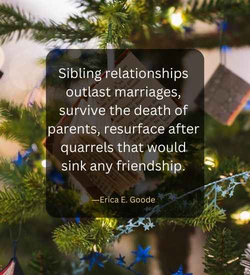 Sibling relationships outlast marriages, survive the death of parents, resurface after quarrels that would sink any friendship. (1)