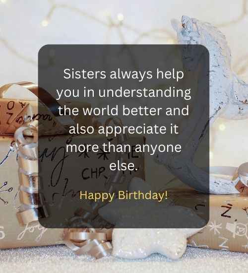 Sisters always help you in understanding the world better and also appreciate it more than anyone else.