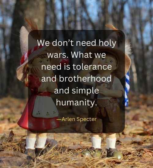 We don’t need holy wars. What we need is tolerance and brotherhood and simple humanity.