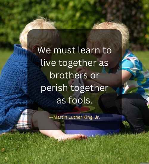 We must learn to live together as brothers or perish together as fools.