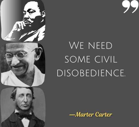 We need some civil disobedience. ―Marter Carter, Best Civil Disobedience Quotes
