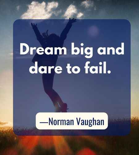 Dream big and dare to fail. ―Norman Vaughan, Follow Your Dreams Quotes to Help You Achieve Success