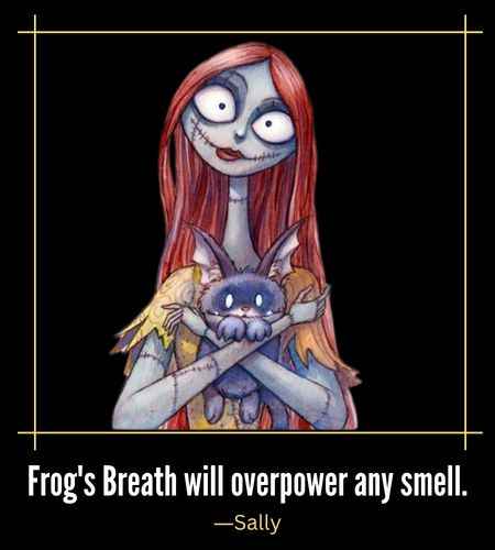 Frog's Breath will overpower any smell. ―Sally, Best jack and sally quotes The Nightmare Before Christmas Fans Will Love,