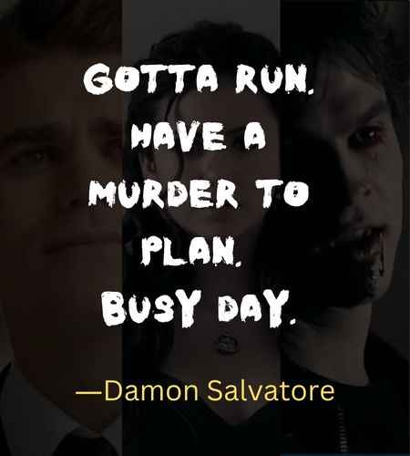Gotta run. Have a murder to plan. Busy day. ―Damon Salvatore, Best The Vampire Diaries Quotes