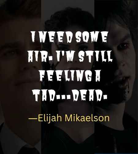 I need some air. I'm still feeling a tad...dead. ―Elijah Mikaelson, Best The Vampire Diaries Quotes to Feed Your Inner Superfan,