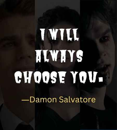 I will always choose you. ―Damon Salvatore, Best The Vampire Diaries Quotes to Feed Your Inner Superfan,