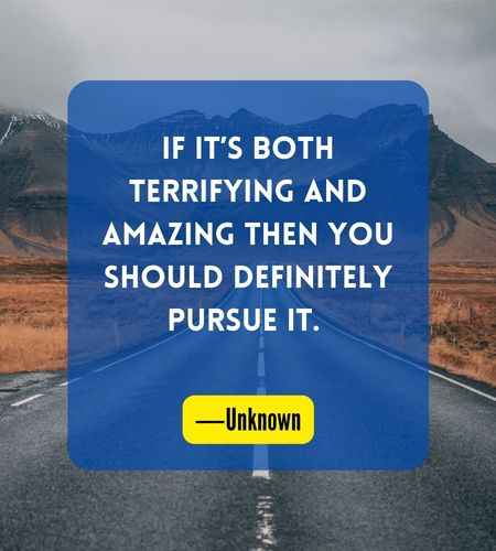 If it’s both terrifying and amazing then you should definitely pursue it. ―Unknown