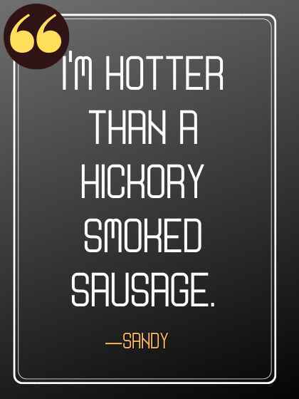I’m hotter than a hickory smoked sausage. —Sandy