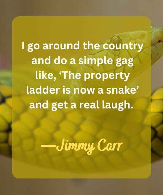 I go around the country and do a simple gag like, ‘The property ladder is-snake quotes